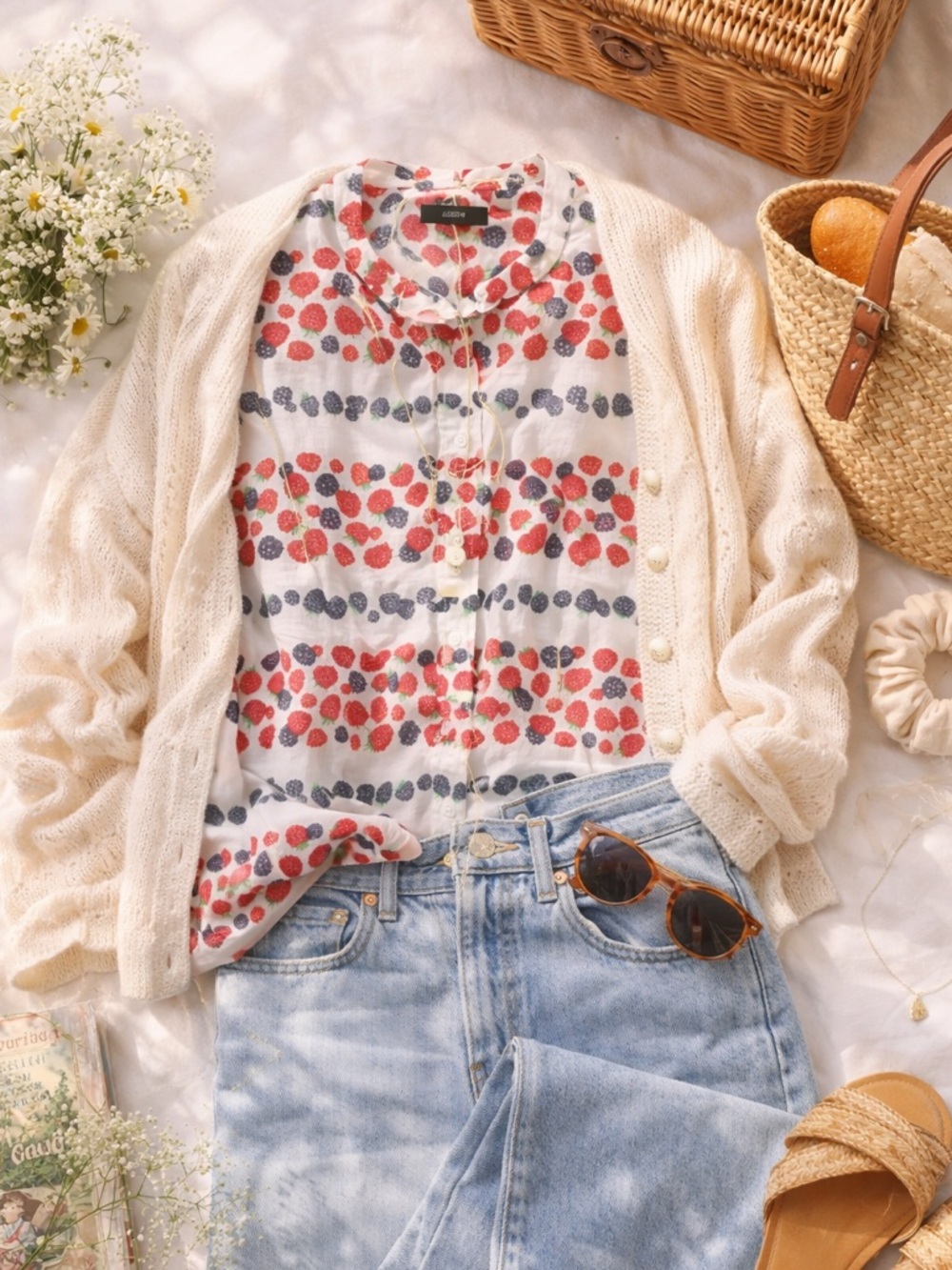 🍓 J.Crew Berry Print Blouse – Lightweight & Playful 🍓